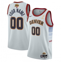 Men Denver Nuggets Active Player Custom White 2023 Finals Champions Icon Edition Stitched Basketball Jersey