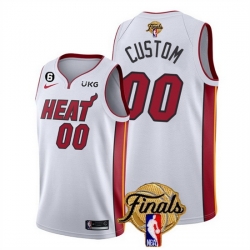 Men Miami Heat Active Player Custom White 2023 Finals Association Edition With NO 6 Patch Stitched Basketball Jersey