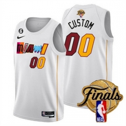 Men Miami Heat Active Player Custom White 2023 Finals City Edition With NO 6 Patch Stitched Basketball Jersey