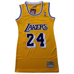 Women Los Angeles Lakers 24 Kobe Bryant Dress Stitched Jersey Yellow