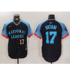 Men National League 17 Shohei Ohtani Navy 2024 All Star Elite Stitched Baseball Jersey 3